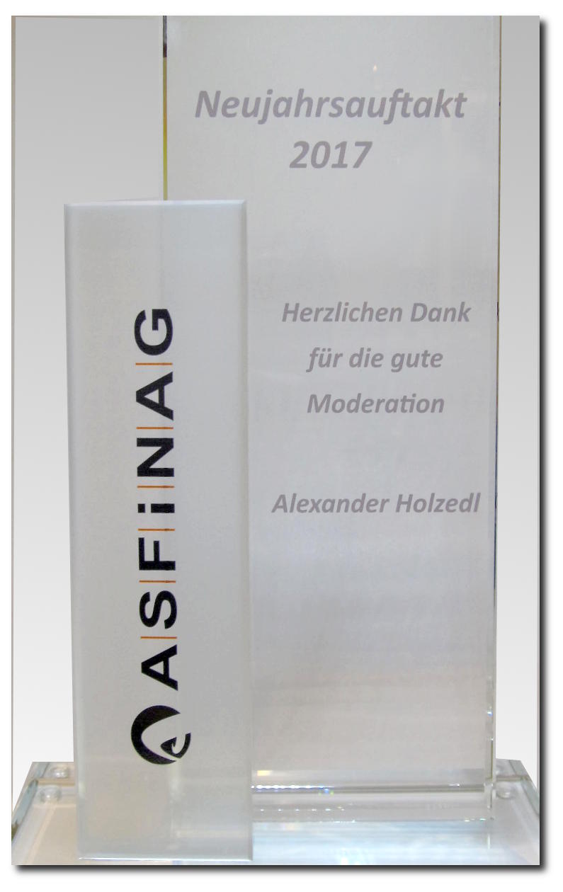 Glasaward mit hochwertigem UV-Druck