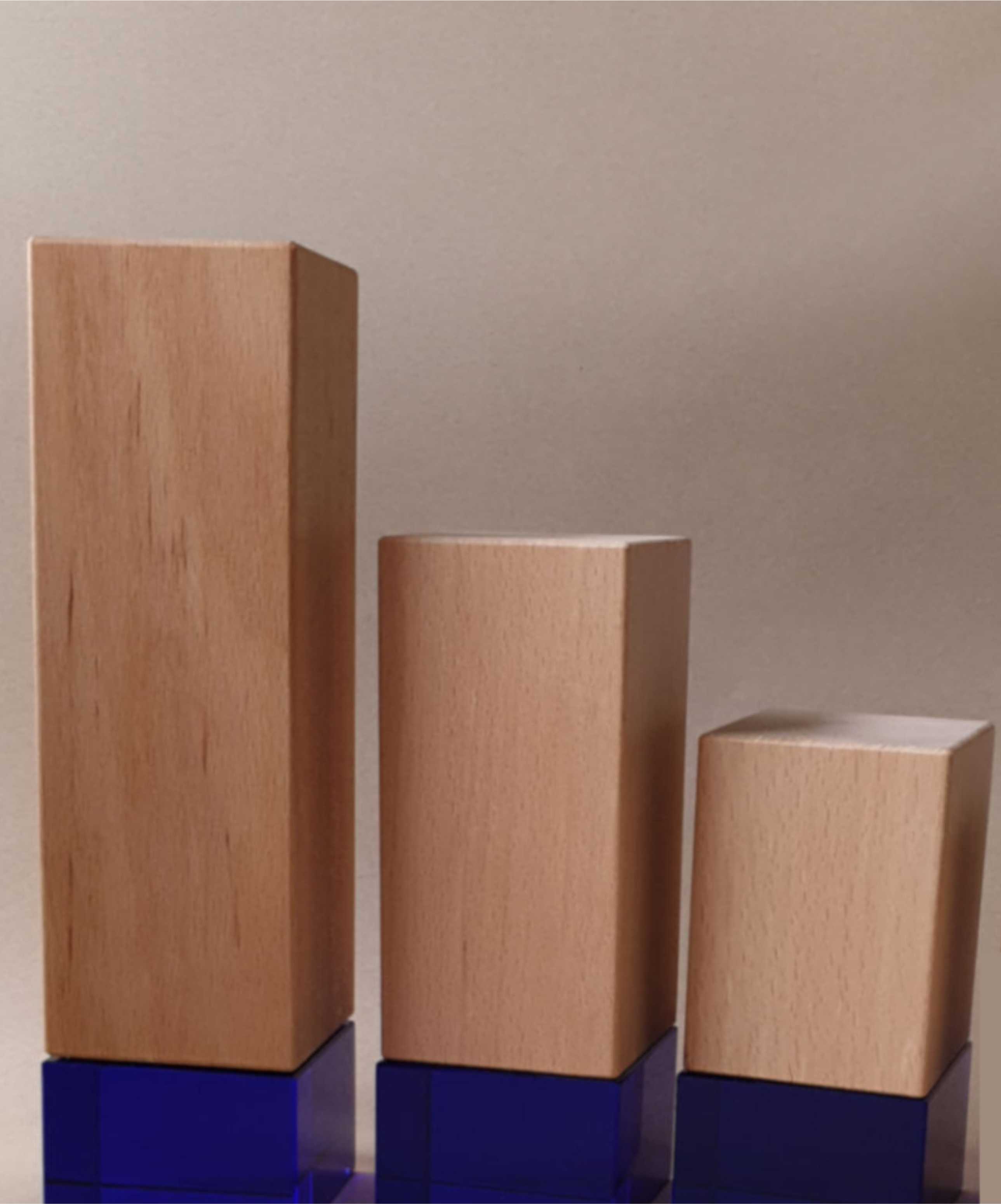 Glaspokale mit Gravur, Glastrophäen, Glasawards, 3D Foto Glasgravur, Pokale:  Holztrophe Cobalt