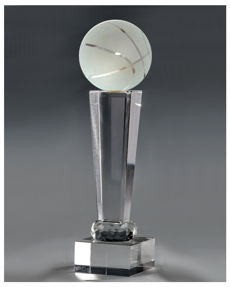 Glaspokale mit Gravur, Glastroph&auml;en, Glasawards, 3D Foto Glasgravur, Pokale:  Glaspokal Jet-Basketball