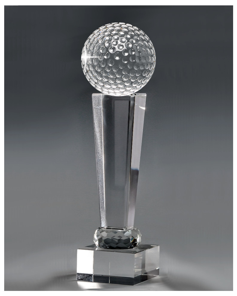 Glaspokale mit Gravur, Glastroph&auml;en, Glasawards, 3D Foto Glasgravur, Pokale:  Glaspokal Jet-Golf