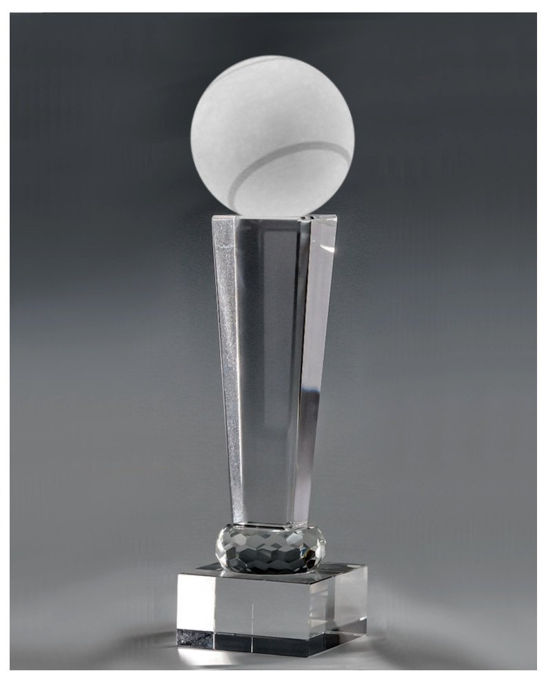 Glaspokale mit Gravur, Glastroph&auml;en, Glasawards, 3D Foto Glasgravur, Pokale:  Glaspokal Jet-Tennis